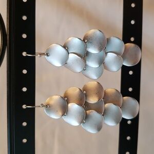 Earrings Matte Silver Tone Disks